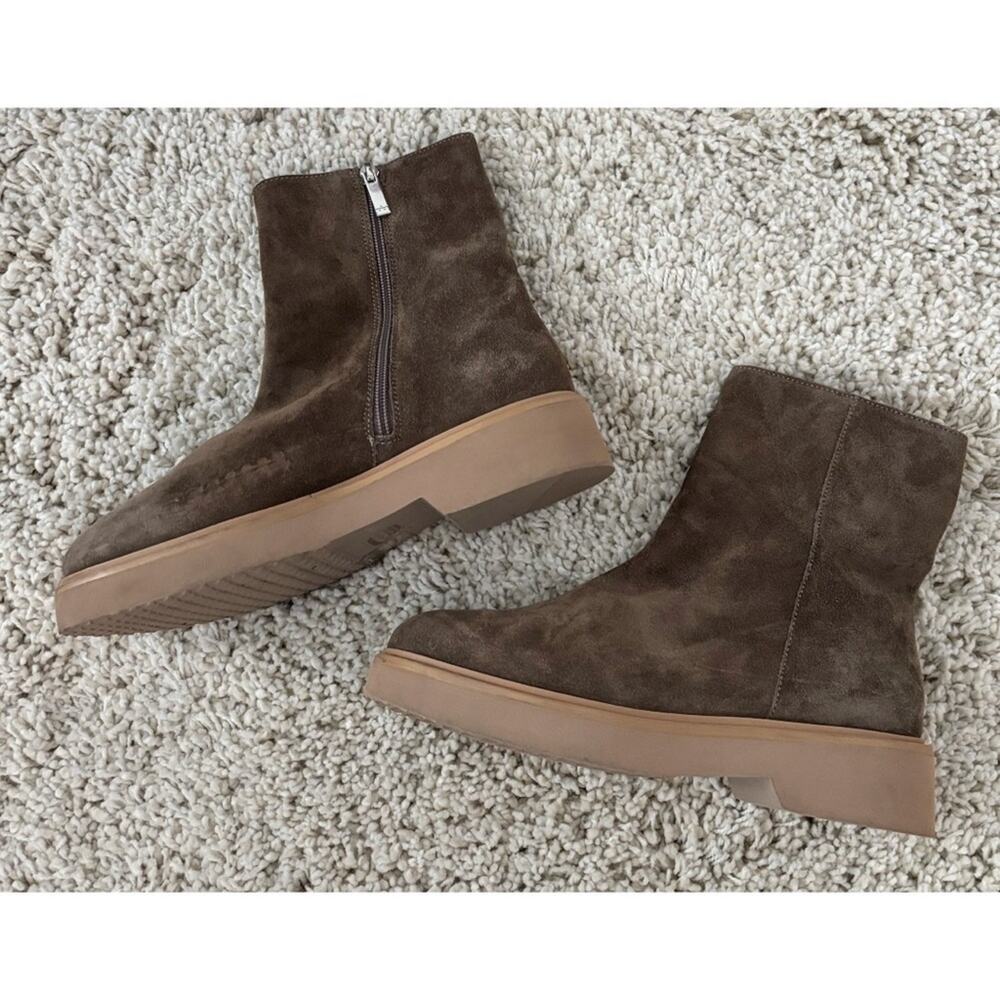 Aquatalia Brown Suede Zip Up Moto Boots Size 9